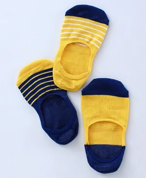 Honeyhap No Show Bamboo Nylon Spandex Set of Socks Pack of 3 - Blue Yellow