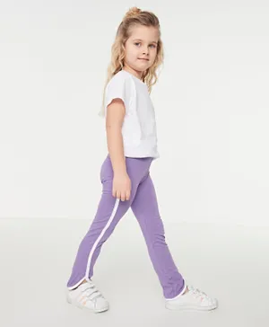 Trendyol Striped Detailed Knitted Trousers - Lilac