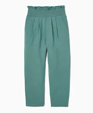 Zippy Solid Paperbag Trousers - Aqua Green