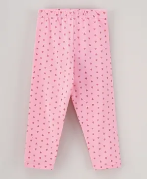 Babyhug Full Length Leggings Heart Print - Candy Pink