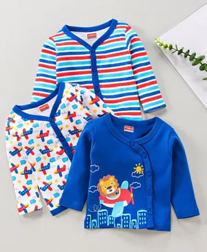 Babyhug Full Sleeve Vest Printed Pack of 3 - Multicolor
