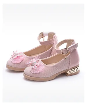 Babyqlo Bow Applique Party Shoe Ballerinas - Pink