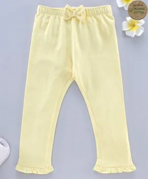 Babyoye Full Length Organic Cotton Leggings Sequins Bow Applique - Yellow