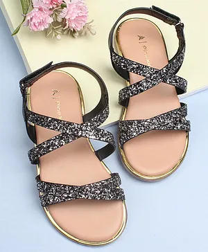 Pine Kids Party Wear Shimmered Sandals - Black