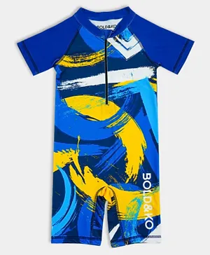 BOLD&KO Abstract Print Swim Suit - Blue