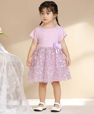 Smart Baby Floral Embellished Dress - Lavender