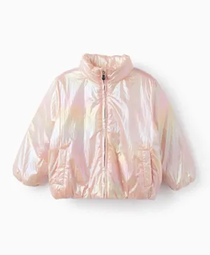 Zippy Solid Quilted Jacket - Pink