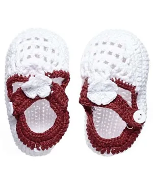 Smurfs Baby Crochet Booties - White & Brown