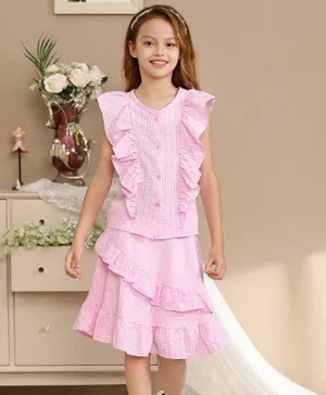 Genius Sleeveless Top and Skirt Set - Pink