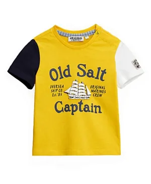 Original Marines Cotton Old Ship Graphic T-Shirt - Yellow