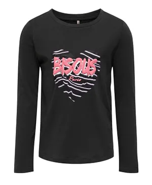 Only Kids Bisous Love Tee - Black