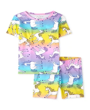 The Children's Place All Over Printed Unicorn Nightsuit - Multicolor