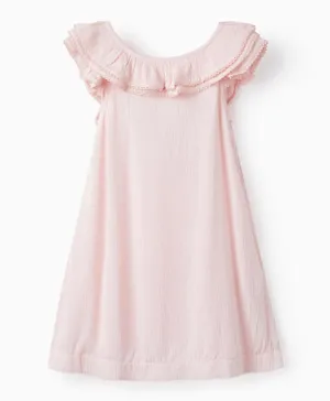 Zippy Frilled Dress with Lace - Pink