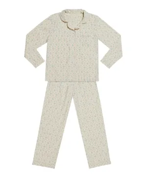 GreenTreat Bamboo All Over Floral Print Pyjama/Co-ord Set - Beige