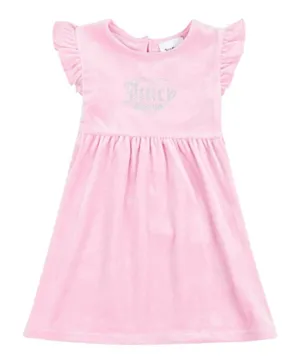 Juicy Couture Graphic Velour A-Line Frill Dress - Pink