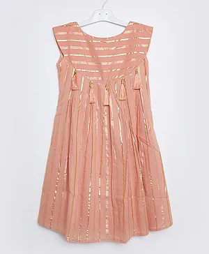 Amri Stripe Flared Frock - Coral