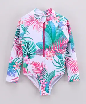 Minoti Leaf All Over Printed Swimsuit - Multicolor