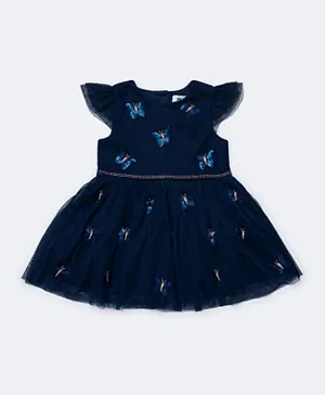 R&B Kids Butterfly Embellished Dress - Blue
