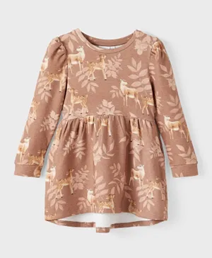 Name It All Over Printed Sweat Dress - Brown