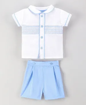 Rock a Bye Baby Smocked Shirt And Shorts Set - White