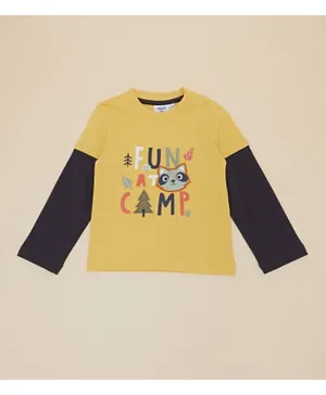 R&B Kids Fox Fun At Camp Graphic T-Shirt - Yellow