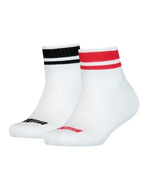 PUMA 2 Pack Striped Socks - White