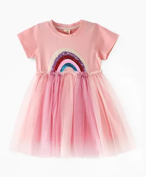 Plushbabies Summer Rainbow Tutu Dress - Pink