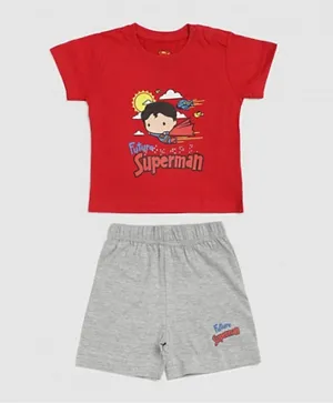 Zarafa Superman Graphic T-Shirt & Shorts Set - Red