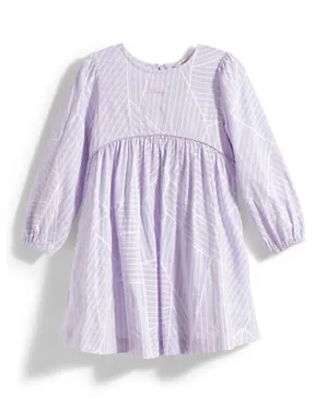 Poney Striped A-Line Dress - Purple