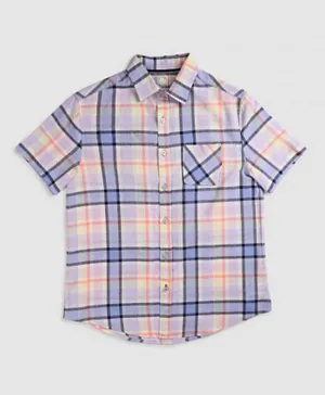 Neon Checked Front Pocket Casual Shirt - Multicolor