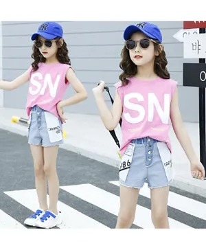 Babyqlo SN Printed Top With Shorts - Pink