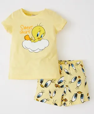 DeFacto Tweety Pajamas Set - Yellow