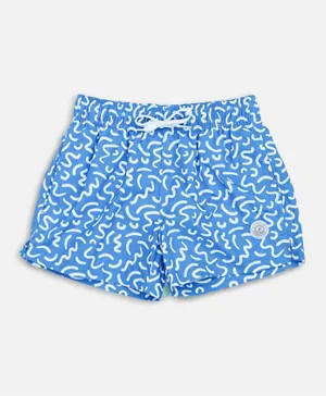 Badawii Ocean Vibes Printed Swim Shorts - Azure Blue