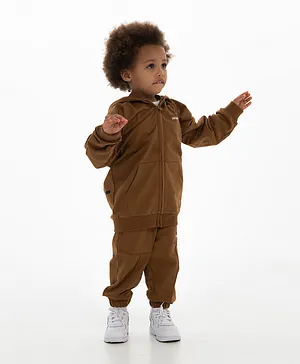 TWAN Lightweight 100% Organic Cotton 'Future' Zip Hoodie - Brown