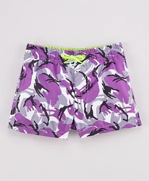 Minoti Abstract Camouflage All Over Printed Board Shorts - Purple