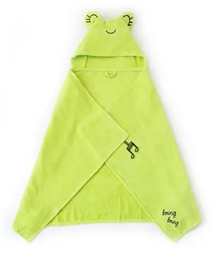 Milk&Moo Cacha Frog Velvet Hooded Baby Towel - Green