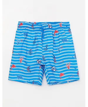 LC Waikiki Sea World Printed Swim Shorts - Blue