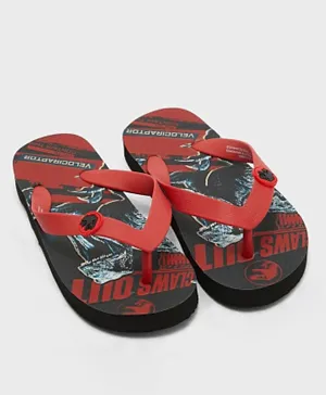 UrbanHaul Universal Jurassic Park Flip Flops - Red/Black