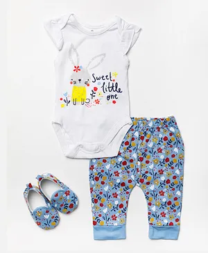 Lily and Jack Sweet Little Girl  Bodysuit With Pants Set - White