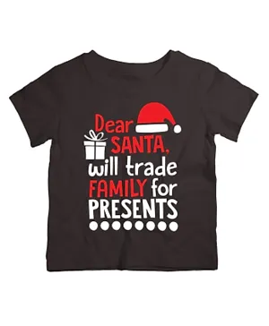 Twinkle Hands Half Sleeves T-shirt Will trade family for presents Print - Black