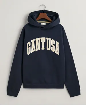 Gant GANT USA Patch Oversized Hoodie - Navy Blue