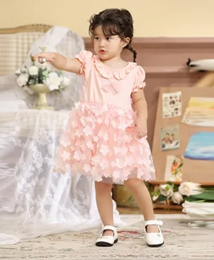 Smart Baby Bow Detail Embellished Dress - Pink