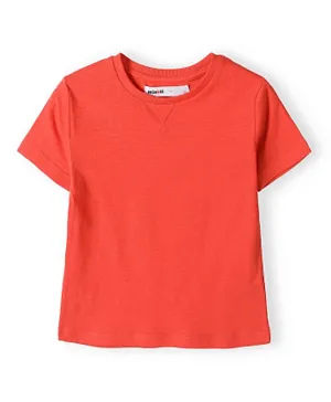 Minoti Cotton Embroidered Crew Neck T-Shirt - Red