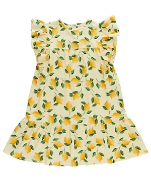 Little Pieces Lemon Printed Dress - Pale Banana