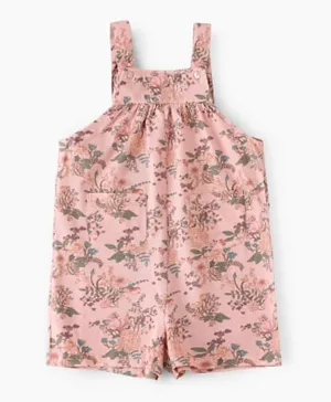 Jelliene Floral Print Knitted Dungaree - Pink