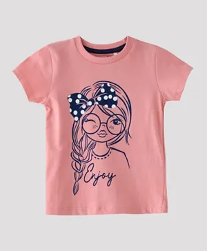 Pro Play Girl With Bow Print T-shirt - Pink