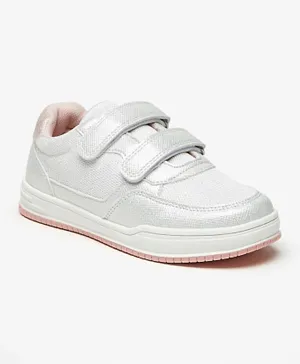 Juniors Textured Hook & Loop Closure Sneakers - White