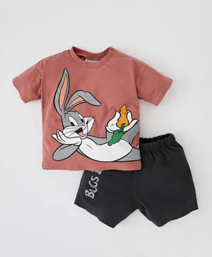 DeFacto Tom & Jerry Tee with Shorts Set - Pink