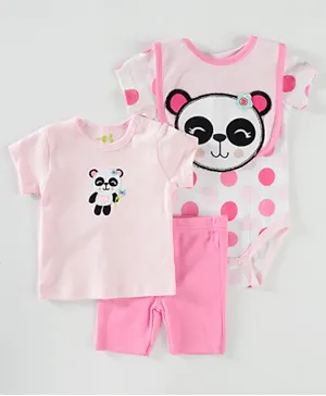 Kookie Kids Panda Bodysuits with Shorts - Pink