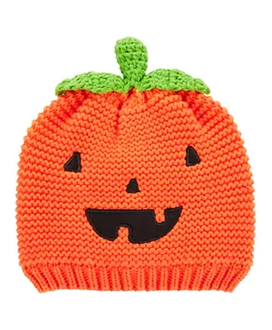 Carter's Halloween Pumpkin Knit Cap -Orange